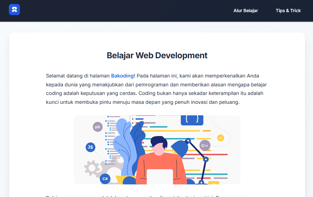 Bakoding Website preview